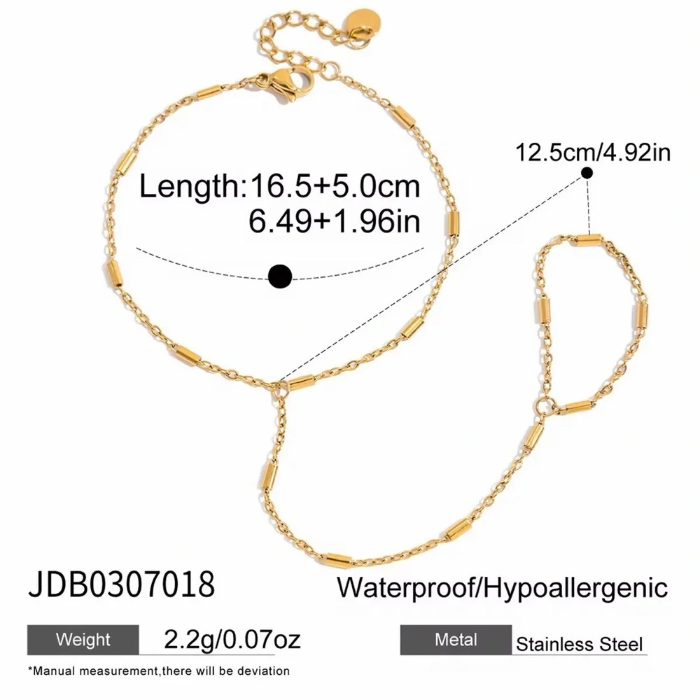 18K Gold Plated Hand Chain Bracelet - Picture 7 of 8